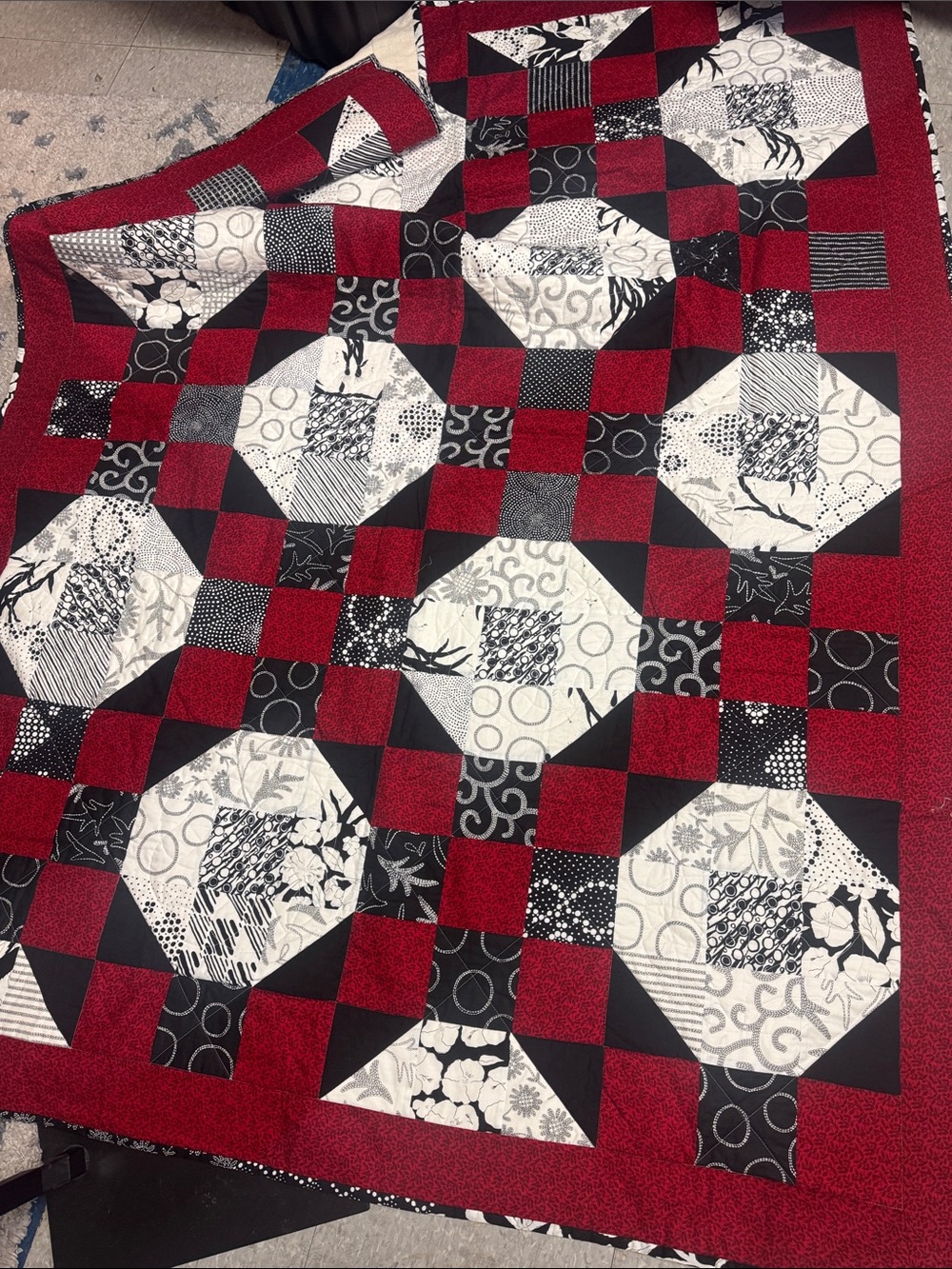 red beautiful quilt